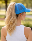ELECTRIC BLUE Glitter Ponytail Cap