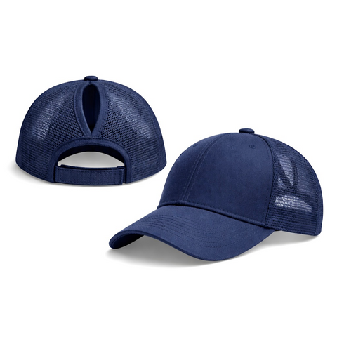 NAVY Plain Ponytail Cap