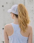 Grey Plain Ponytail Cap
