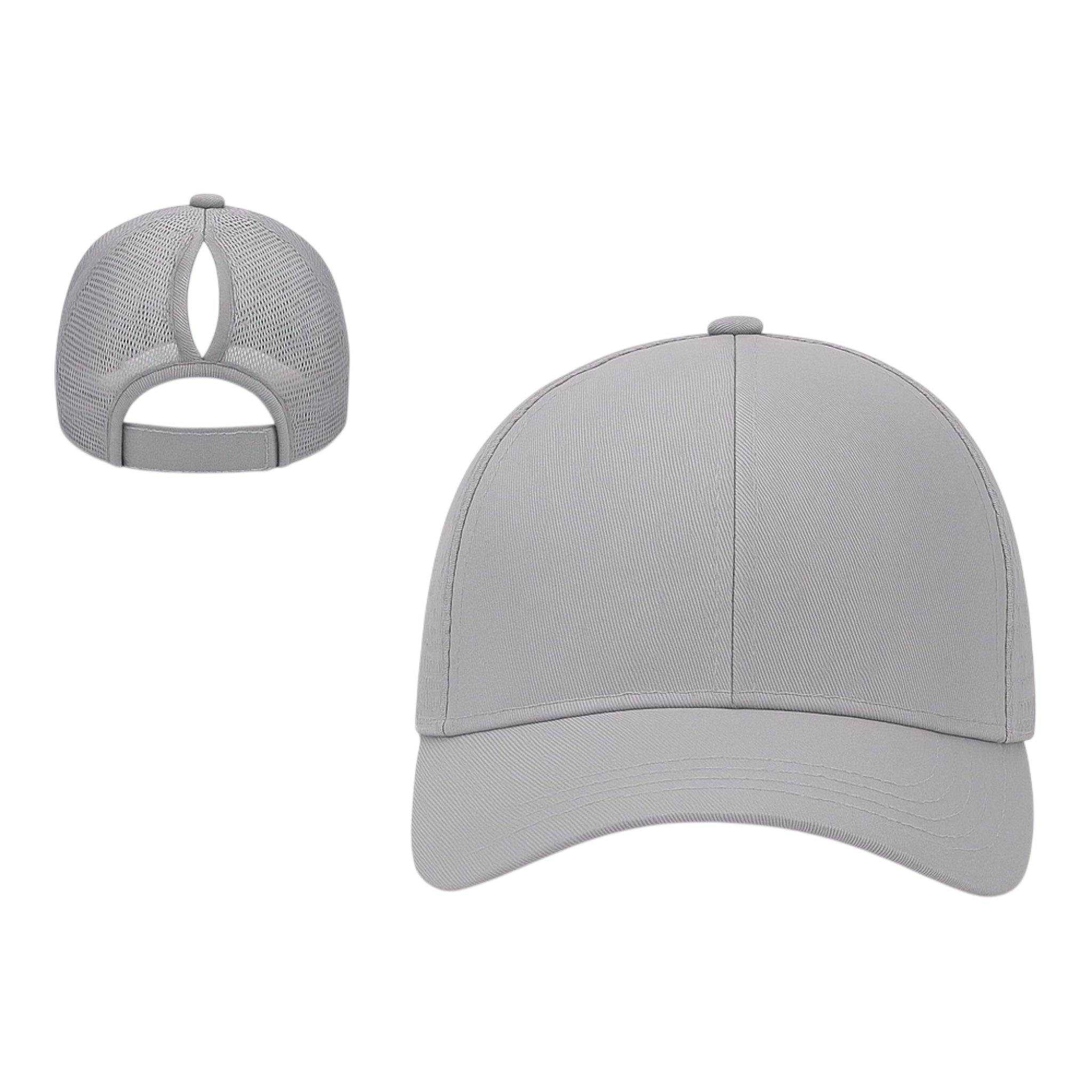 Grey Plain Ponytail Cap