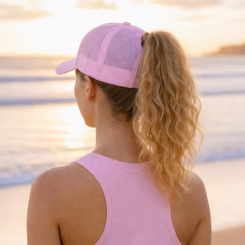 PINK Plain Ponytail Cap