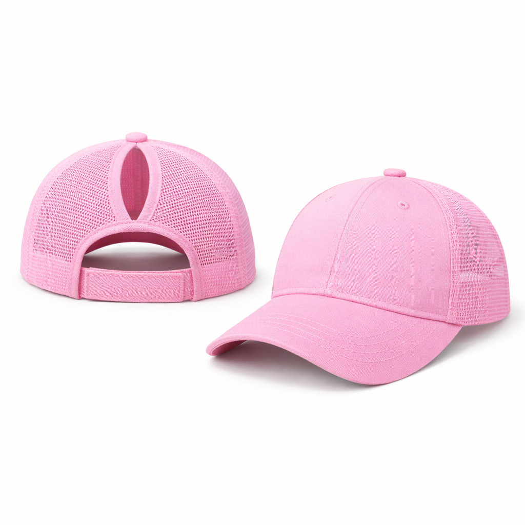 PINK Plain Ponytail Cap