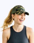 GREEN CAMO Ponytail Cap
