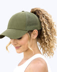 Olive Plain Ponytail Cap