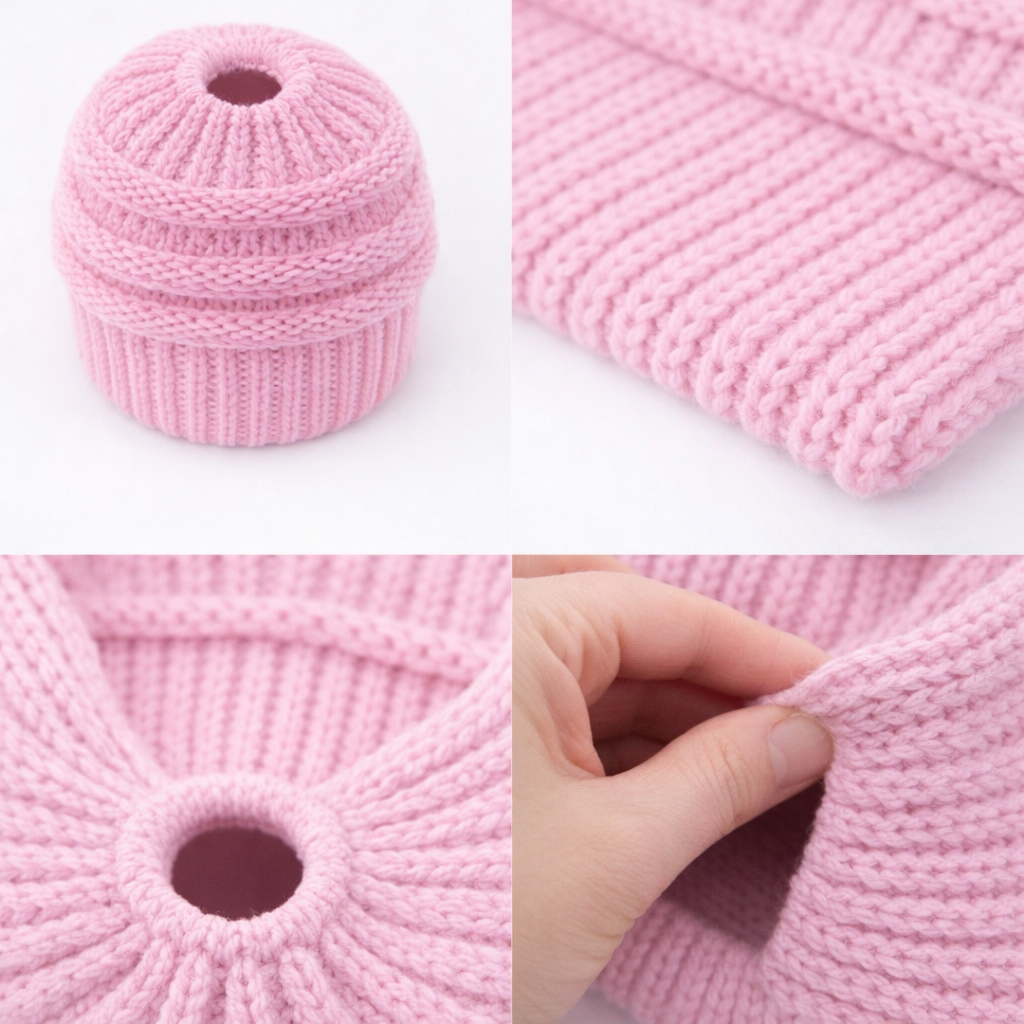 BABY PINK Ponytail Beanie
