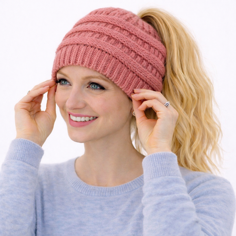BLUSH Ponytail Beanie