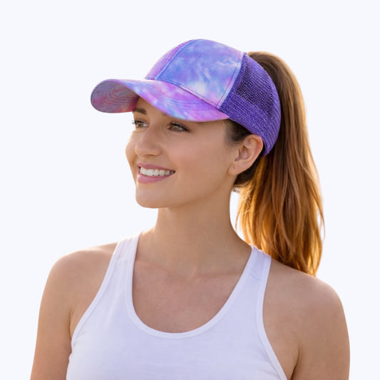 PURPLE TIE-DYE Plain Ponytail Cap