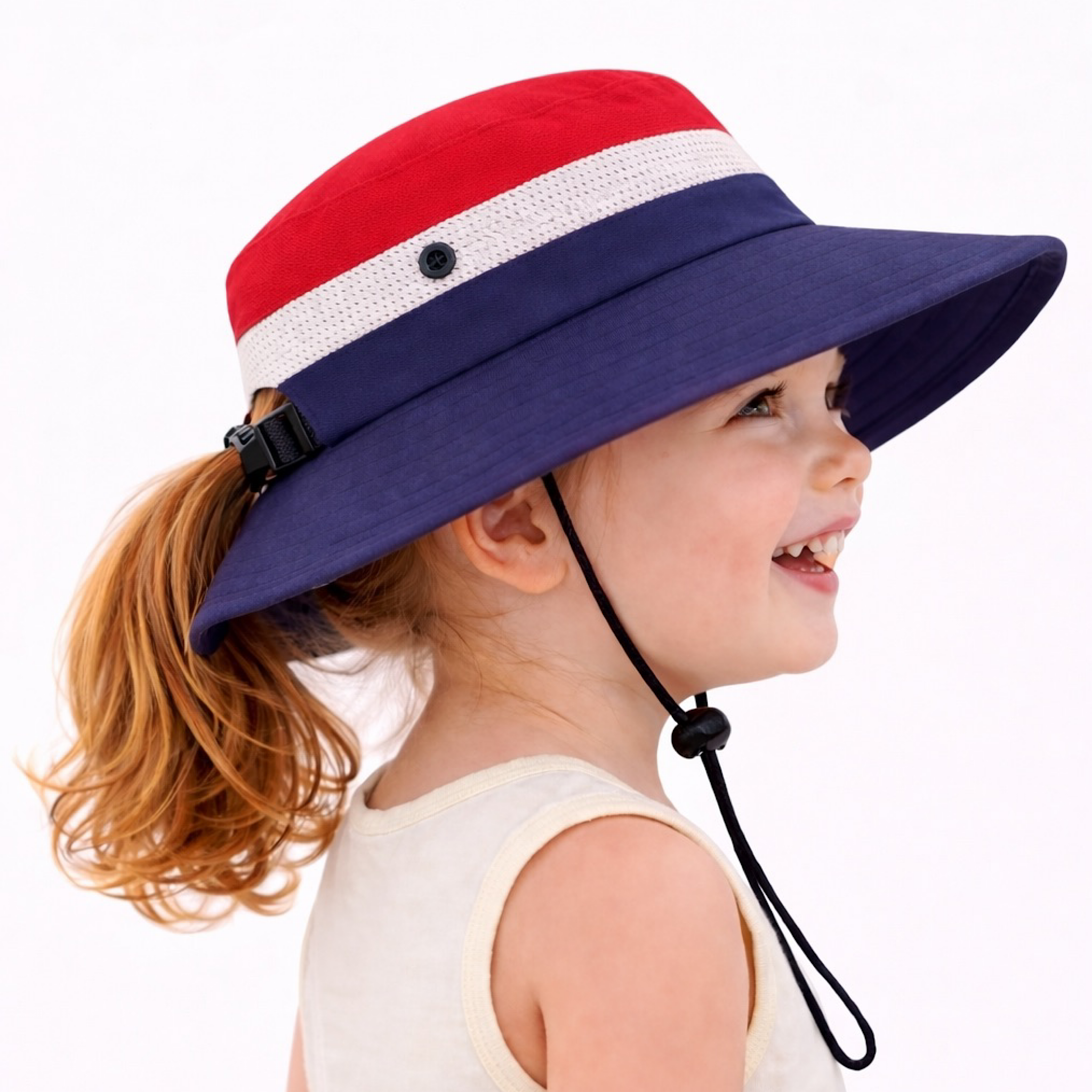 KIDS Navy/Red Unisex Wide Brim Hat