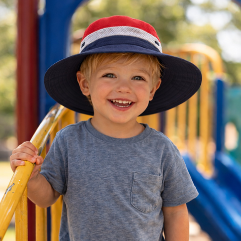 KIDS Navy/Red Unisex Wide Brim Hat