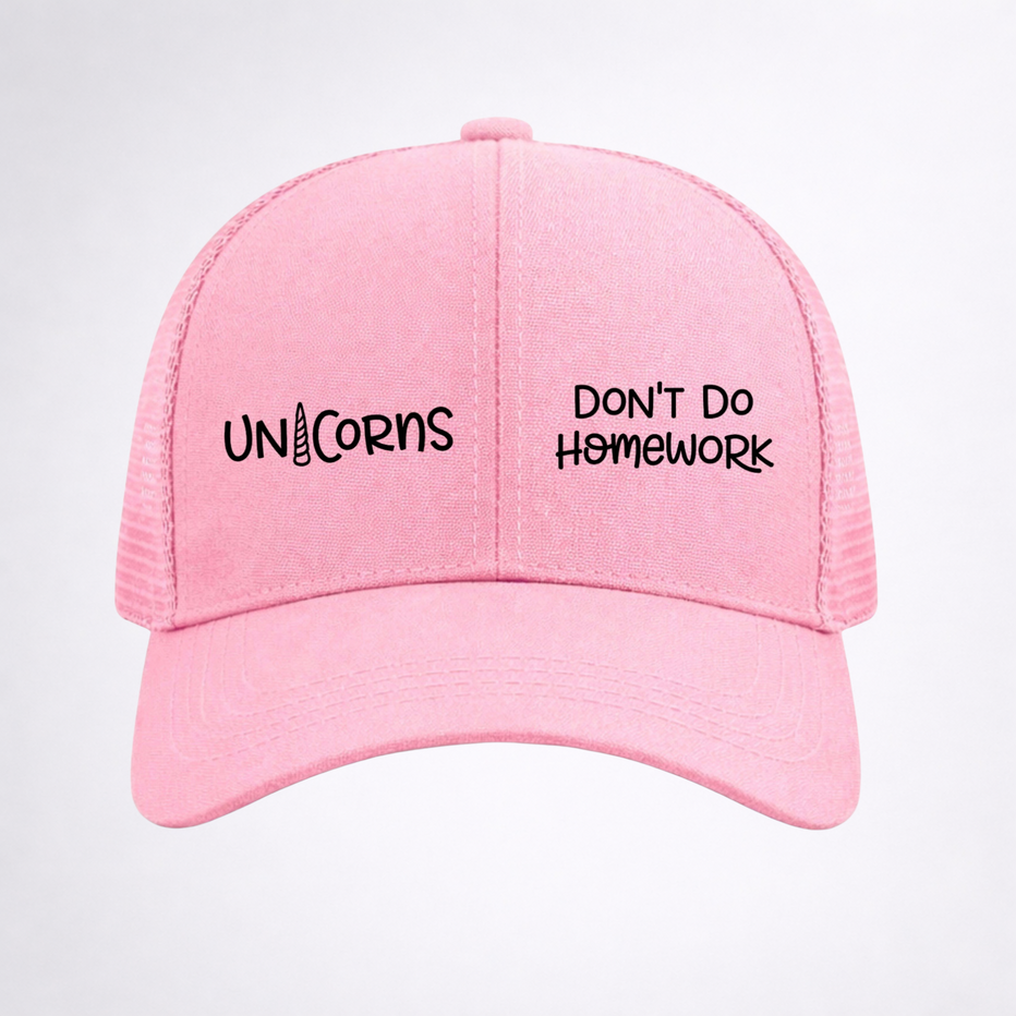 UNICORNS 🦄 DON'T DO HOMEWORK Ponytail Cap – KissMyPonytail