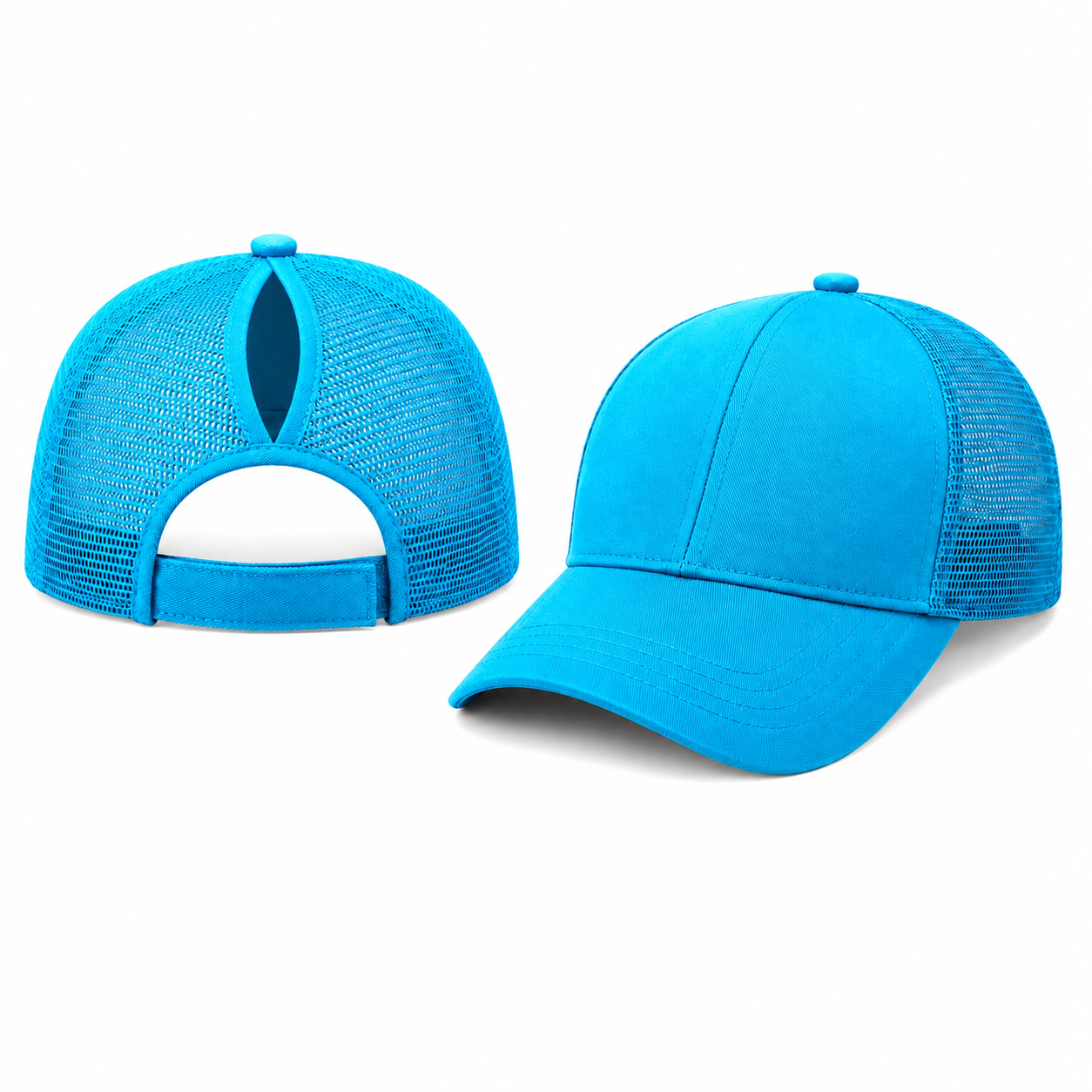 Peacock Blue Ponytail Cap