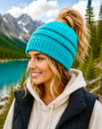 TEAL Ponytail Beanie