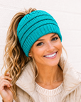 TEAL Ponytail Beanie