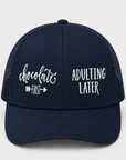 CHOCOLATE 🍫 FIRST ADULTING LATER  Ponytail Cap