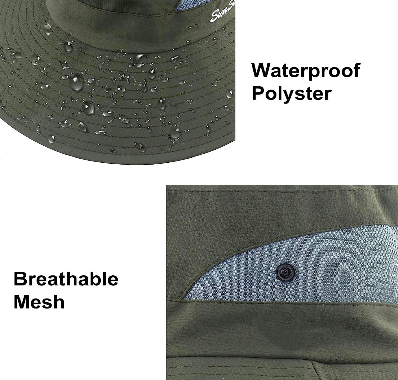 ARMY Unisex Wide Brim Hat waterproof