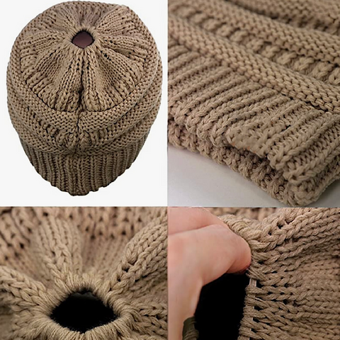 TAUPE Ponytail Beanie
