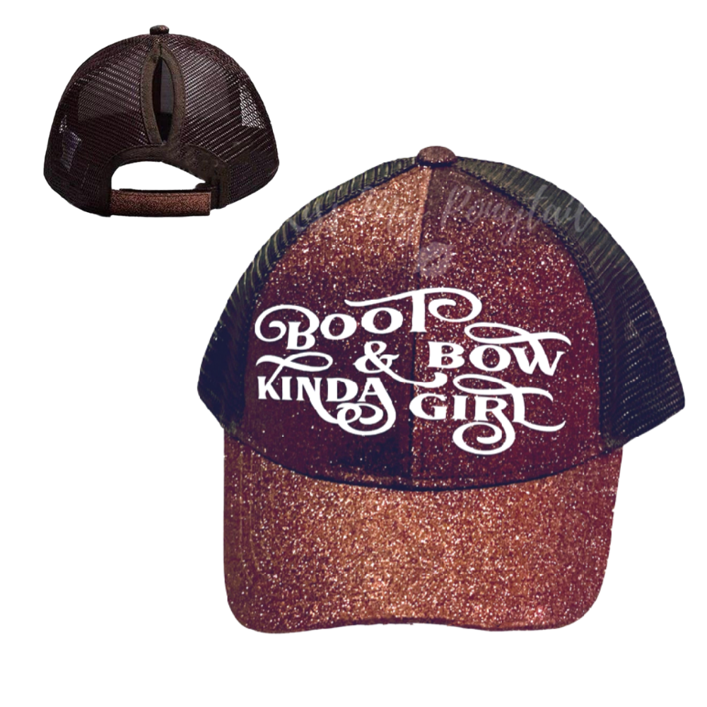 BOOT 👢 & BOW KINDA GIRL Ponytail Cap