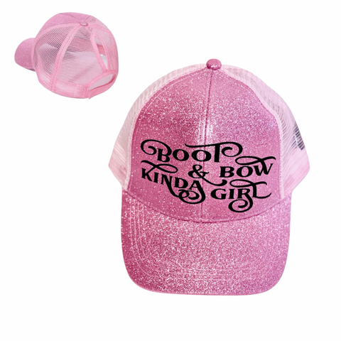 BOOT 👢 & BOW KINDA GIRL Ponytail Cap