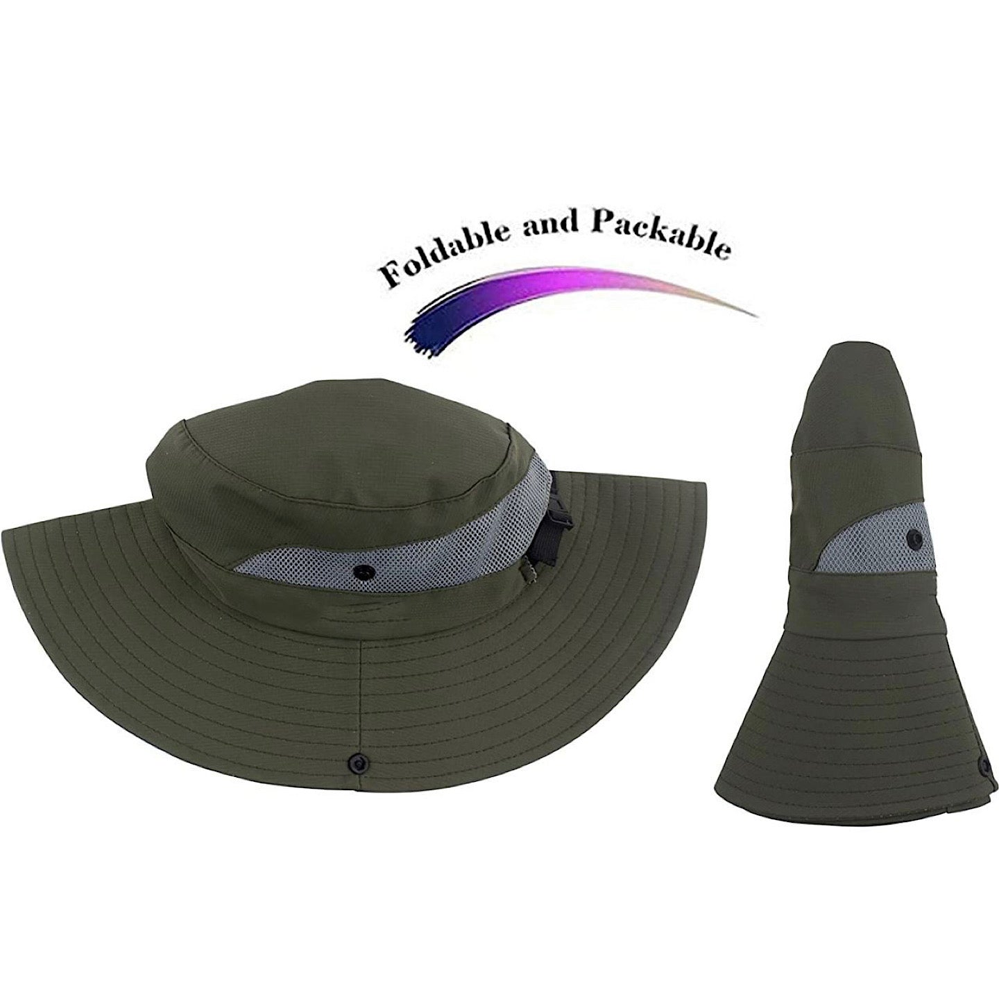ARMY Unisex Wide Brim Hat Foldable