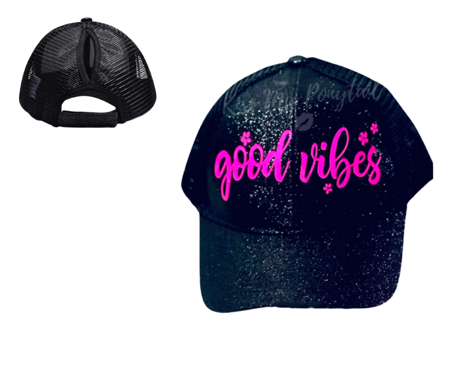 GOOD 😊 VIBES Ponytail Cap