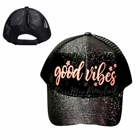 GOOD 😊 VIBES Ponytail Cap