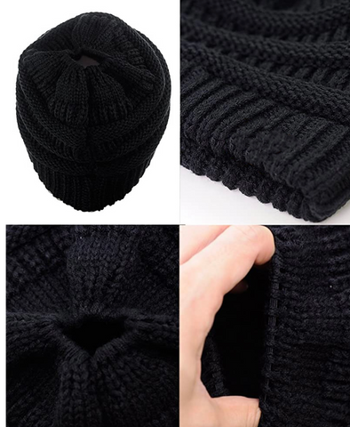 BLACK Ponytail Beanie