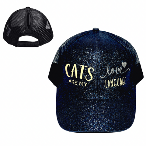 CATS 🐱 ARE MY LOVE LANGUAGE Ponytail Cap
