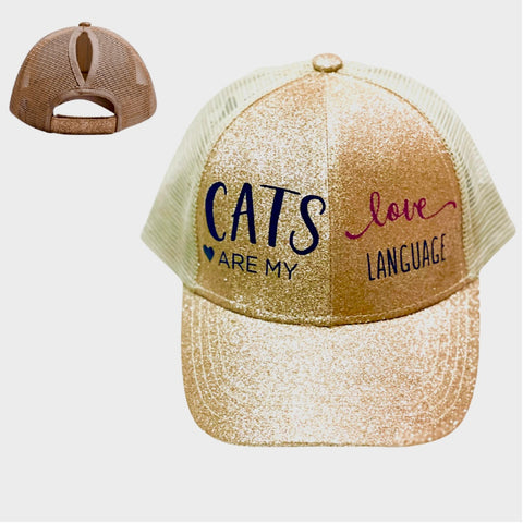 CATS 🐱 ARE MY LOVE LANGUAGE Ponytail Cap