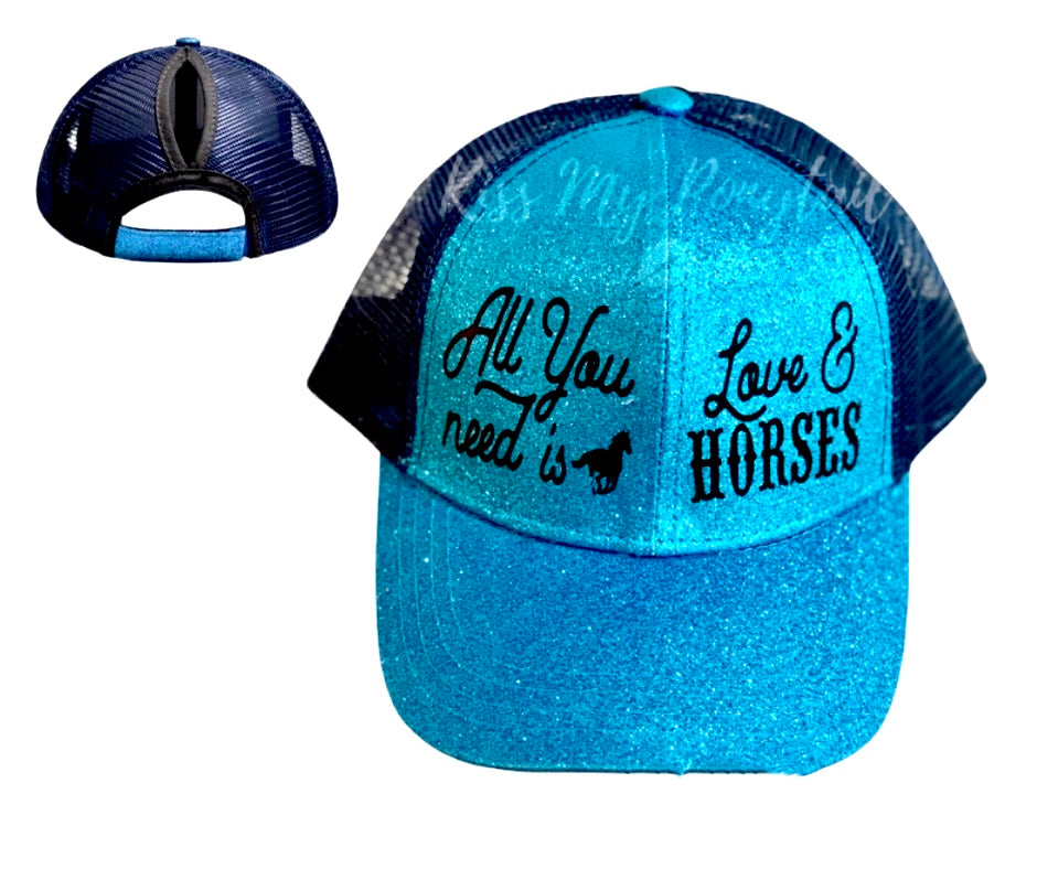ALL YOU NEED IS LOVE & HORSES 🐎 Ponytail Cap