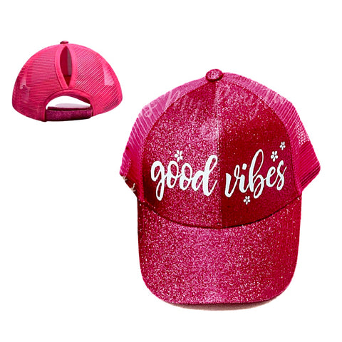 GOOD 😊 VIBES Ponytail Cap