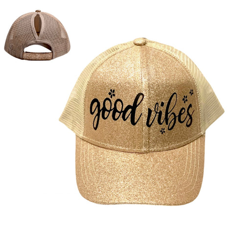 GOOD 😊 VIBES Ponytail Cap