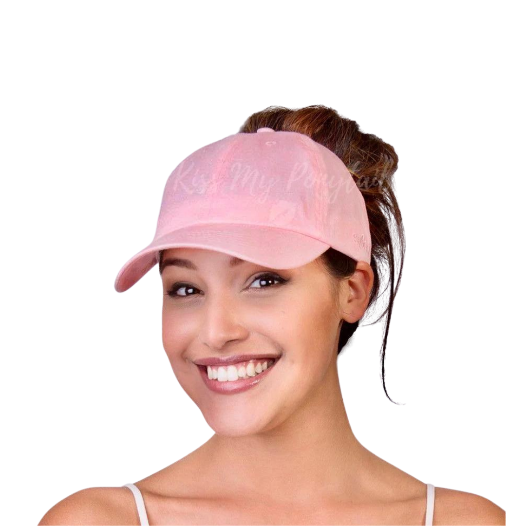 PINK Plain Ponytail Cap