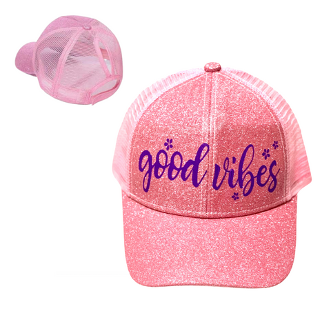 GOOD 😊 VIBES Ponytail Cap