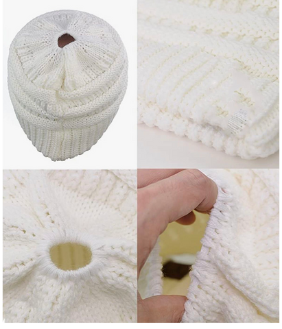 WHITE Ponytail Beanie
