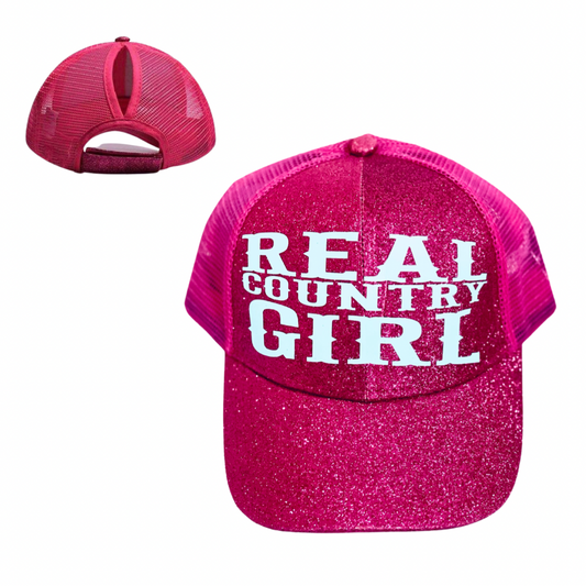 REAL COUNTRY GIRL 👢 Ponytail Cap